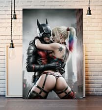 Image of Batman & Harley Quinn in a embracing pose Canvas print poster artwork