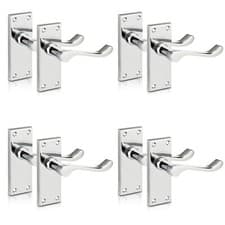Image of XFORT® Lever Latch Scroll Polished Chrome Door Handles  [4 Pair].