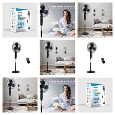 Image of 16" PEDESTAL OSCILLATING STANDING COOLING FAN COOL AIR REMOTE CONTROL WITH TIMER