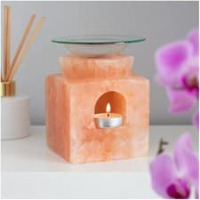 Image of Cube Shaped Design Natural Himalayan Salt Oil Burner 15cm x 10cm wax warmer