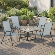 Image of Folding Garden Chairs Set, Garden Dining Chairs with Wide Seat