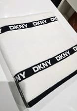 Image of DKNY Bath Towel 100% cotton White Black Logo New With Tags