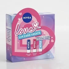 Image of Nivea Love Lip Care Treats Gift Set - 3 Full Size Balms - Heart Tin - Vegan -New