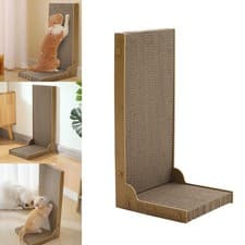 Image of L-shaped Cat Scratching Board Kitten Scratcher Pad Mat Cardboard Bed Pet Lounge
