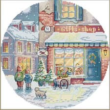 Image of Counted Cross Stitch Kit 14 ct Christmas Gift Toy Shop 32x32cm Joy Sunday DIY UK