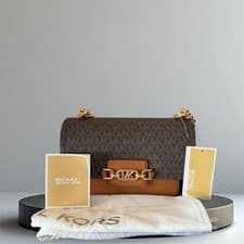 Image of New with tags Authentic Brown Michael Kors Heather large logo Shoulder Bag