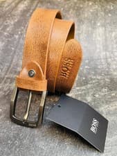 Image of HUGO BOSS Men Tan Leather Belt