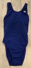 Image of Adidas Women’s Active Blue ONE Piece Swim Suit Size 30 Solid V-Back NWT AWX8610