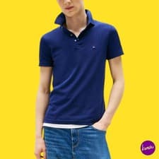 Image of TOMMY HILFIGER Men's 1985 Slim Fit Polo Shirt, Cotton, Preppy Navy, UK M | EU 50