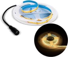 Image of 5M COB LED Light Strip, 8mm Width 12V 3000K 320LEDs/m Light Strip with DC Connec