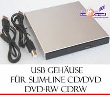 Image of External Slim Line Case USB 2.0 for CD/DVD CD-RW DVDRW HDD Data & Power Cable