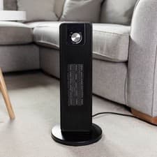 Image of Tower Fan Cooler Heater Electric Oscillating Black Home Office 2000W 45cm