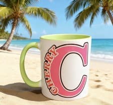 Image of initial mug Your initial and colour mug