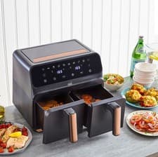Image of Neo Air Fryer 8.5L Black Copper Two Double Dual Drawer Basket Electric Oven