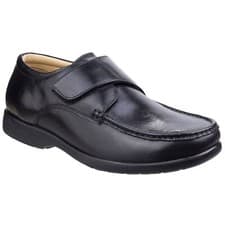 Image of Fleet & Foster Touch Fastening Mens Shoes Fred Dual Fit Moccasin Black