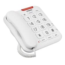 Image of VTech CL1100 Corded Landline House Phone with Big Button, Visual Ring White 