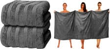Image of 2x Big Super Jumbo Bath Sheets 100 X 200 cm Egyptian Cotton Soft XXL Bath Towels