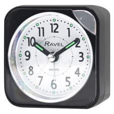 Image of Ravel Quartz Travel Alarm Clock White/Black/Silver RC001