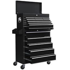 Image of 19 Drawer Two-Part Tool Storage Chest on Wheels Storage Organizer Black