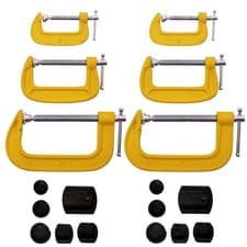 Image of 6pc G Clamp Set 2" 3" 4" inc. Soft Jaw Pads 50mm 75mm 100mm Woodworking G-Clamps