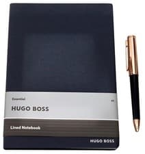 Image of Hugo Boss Pen And Vegan Notebook Set A5 Navy 192 Pages 148 x 210mm Lined Pages