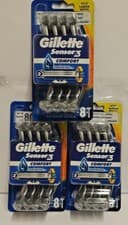 Image of gillette sensor 3 comfort razors 8 0r 16 or 24 pack PICTURE SHOWS 24 PACK