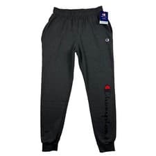 Image of Champion Mens Fleece Jogger Pants Size L (32x31") Gray-Multi Graphic Tapered Leg
