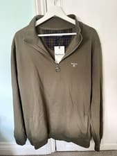 Image of Barbour Half Zip Sweatshirt XL Mid Olive Beckhill New With Tags Mens Jumper