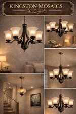Image of Luxury Black & Gold 5-Light Chandelier Ceiling Light