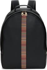 Image of PAUL SMITH MAINLINE CALF LEATHER SIGNATURE STRIPE BACKPACK BLACK RRP £650 BNWT