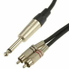 Image of 6.35mm Mono Jack to Red & White RCA Phono Plugs Soft Flex Cable 1.5m & 3m