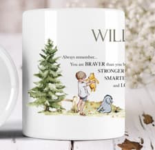 Image of Personalised Winnie the Pooh Money Box "You are Braver..." Ceramic Jar Gift Idea