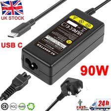 Image of Universal 90W USB-C Type-C AC Adapter Laptop Charger Power Supply Cable UK Cord