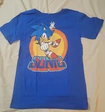 Image of Sonic the Hedgehog Kids  Blue Graphic T-shirt  Short Sleeve Size Large