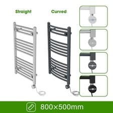 Image of Prefilled Thermostatic Electric Straight Curved Heated Towel Rail Radiator
