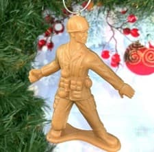 Image of LARGE OVER SIZE 4" Tan Version Green Army Men Man Custom Christmas Tree Ornament