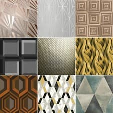 Image of Muriva Geometric Wallpaper Metallic Textured Geo Apex Triangles Trellis Diamonds
