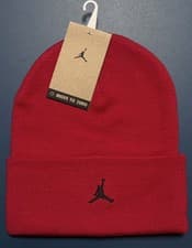 Image of Nike Air Jordan Peak Essential Beanie Knit Gym Red/ Black Hat New FN4672-687