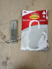 Image of Command Brushed Nickel Double Decorative Hook Indoor Use 1 Metal Large New