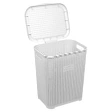 Image of 45L Plastic Laundry Basket Dirty Clothes Washing Storage Hamper w/ Handles & Lid