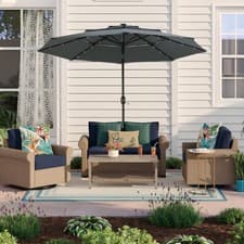 Image of 3M Garden Parasol Crank Tilt Solar LED Parasol Outdoor Sun Cantilever Umbrella