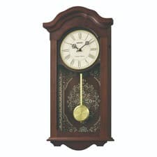 Image of Seiko Dark Wooden Battery Westminster Chime Wall Clock with Pendulum QXM618B
