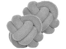 Image of Set of 2 Boucle Knot Cushions 19 x 19 cm Grey MALNI