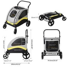 Image of Ultra Portable Dog Stroller Pet Pushchair Pram on Wheel Hitch Animal Kennel Cart