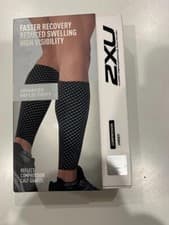 Image of BRAND NEW IN BOX ..2XU BLACK/SILVER FLEXIBLE REFLECT COMPRESSION CALF GUARDS XS