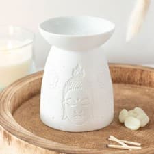 Image of White Ceramic Buddha Face Oil Burner