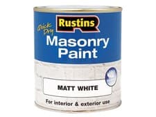 Image of Rustins Quick Dry Masonry Paint Matt White 500ml For Interior and Exterior Use