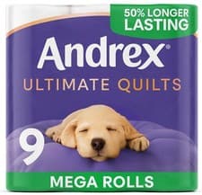 Image of Andrex Ultimate Quilts Mega Toilet Roll - 9 Mega Rolls - 2115 Total Sheets