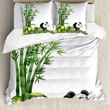Image of Kids Duvet Cover Panda Bear Bamboo