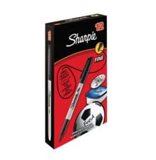Image of Pack of 12 Sharpie Black Permanent Marker Fine Pens S0810930 Free 24h Delivery